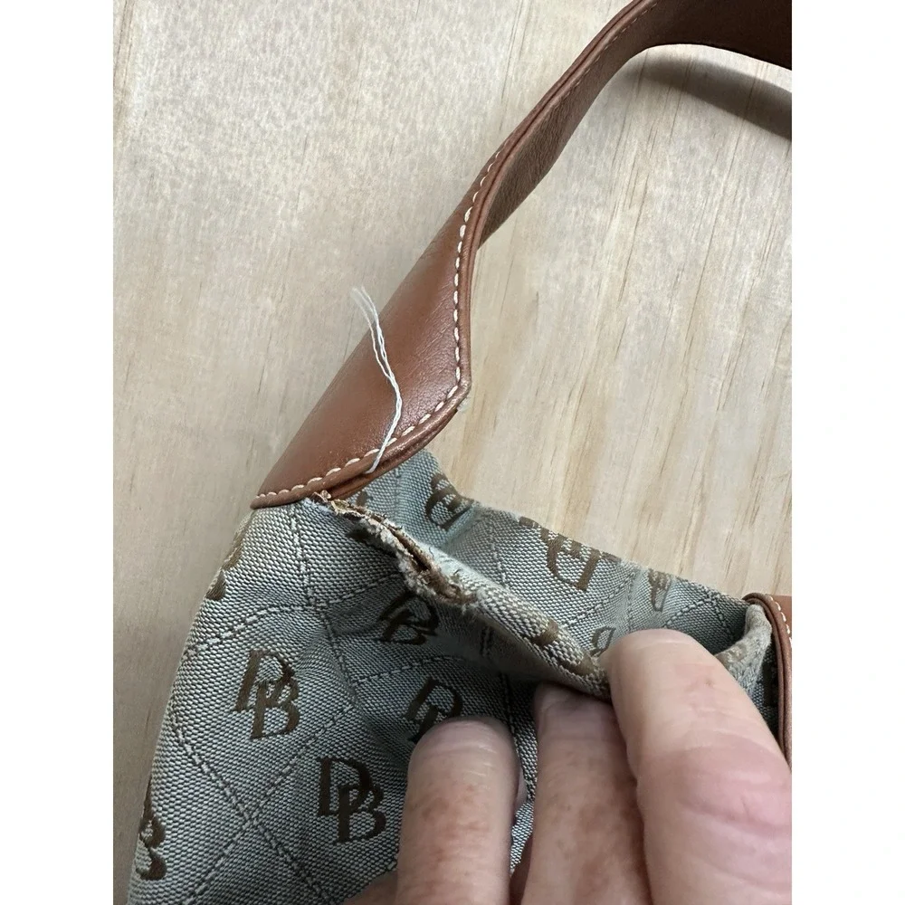 Dooney&Bourke Brown Canvas Monogram Logo Leather‎ Accent bag *flaws* Clean